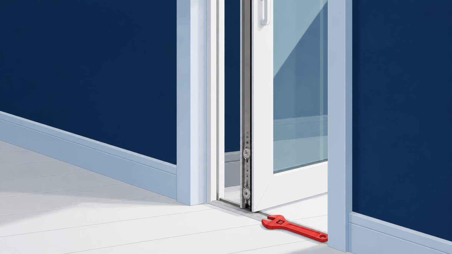 Quick guide to fixing misaligned patio door rollers to stop basement water leaks in Florida homes.