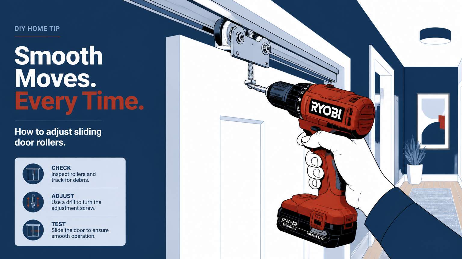 Learn how Florida homeowners can use discounted Ryobi battery packs to adjust sliding door rollers quickly and safely with a cordless drill.
