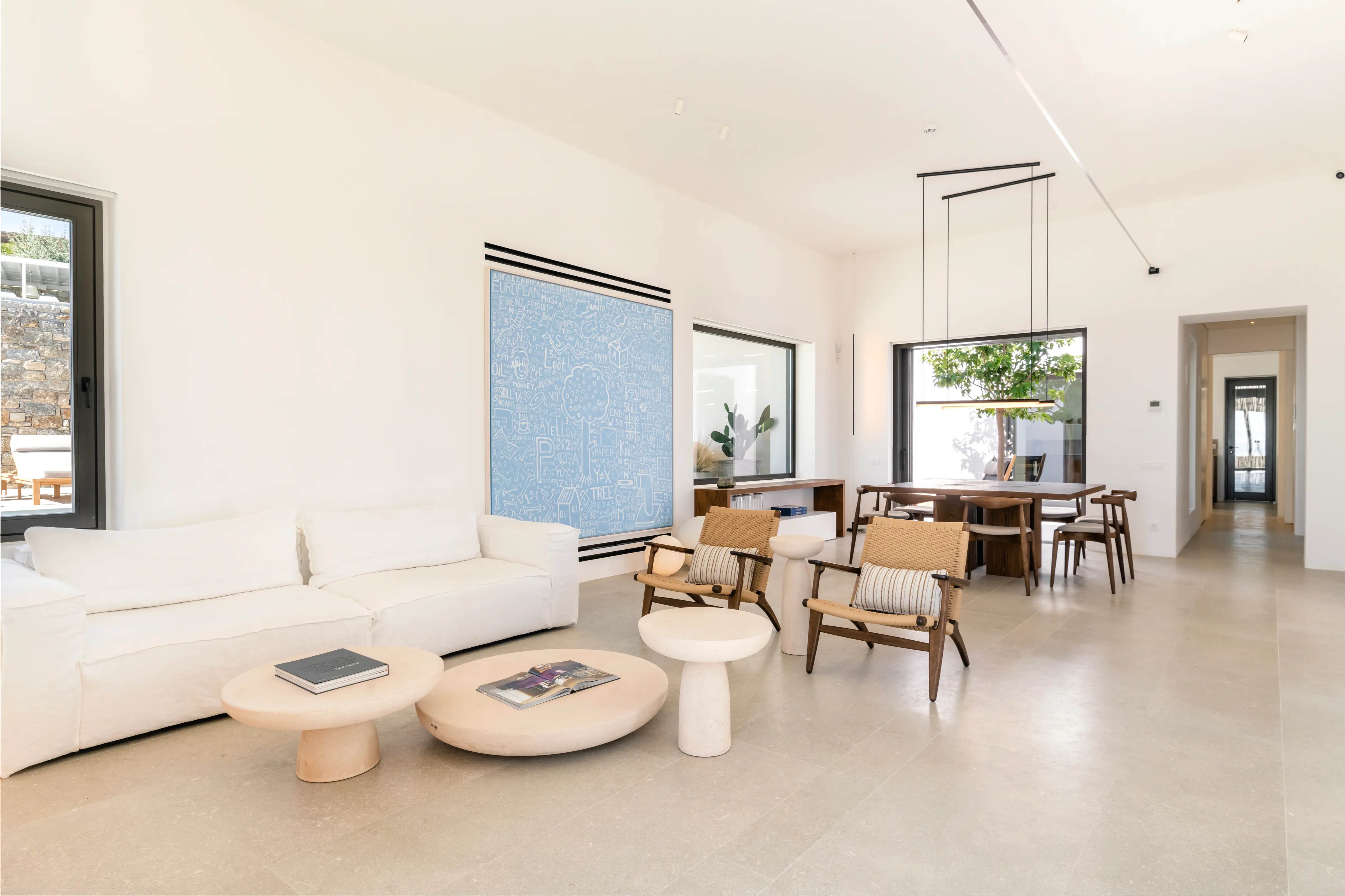 A minimal living room.