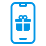 Smartphone icon displaying a gift box, representing digital gift delivery