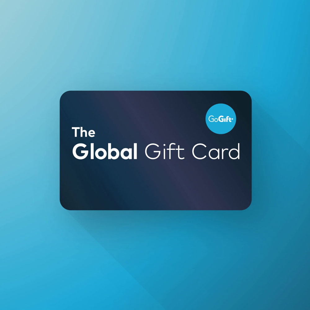 The Global Gift Card on a blue gradient background