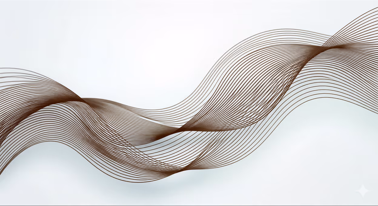 Abstract flowing waves formed by thin brown lines on a light gradient background.