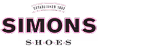 Text graphic with the word 'SIMONS' in large pink letters and smaller text above and below it on a black background.