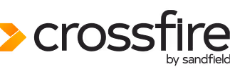 Crossfire logo featuring an orange and gray stylized arrow with the text 'crossfire' in lowercase black letters.
