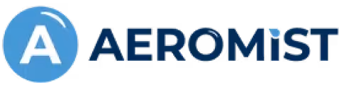 Aeromist company logo with a stylized letter A inside a blue circle.