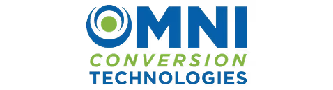 Logo for Omni Conversion Technologies with a circular design element and text in blue and green.