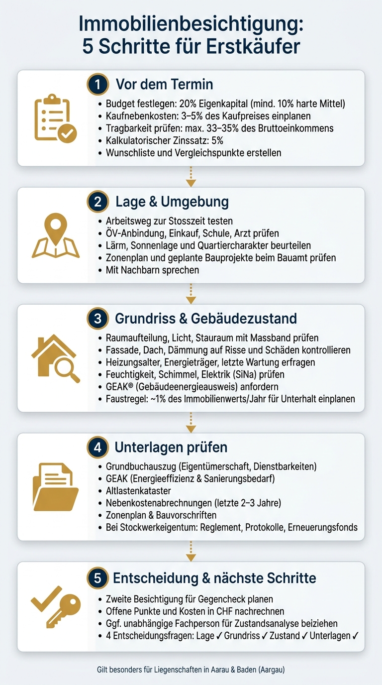 Immobilienbesichtigung Checkliste: 5 Schritte für Erstkäufer