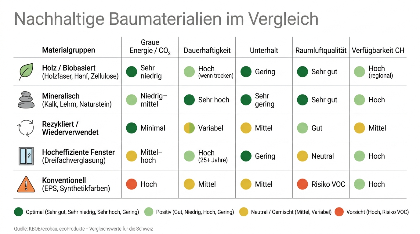 Nachhaltige Baumaterialien im Vergleich: Umwelt, Gesundheit & Kosten