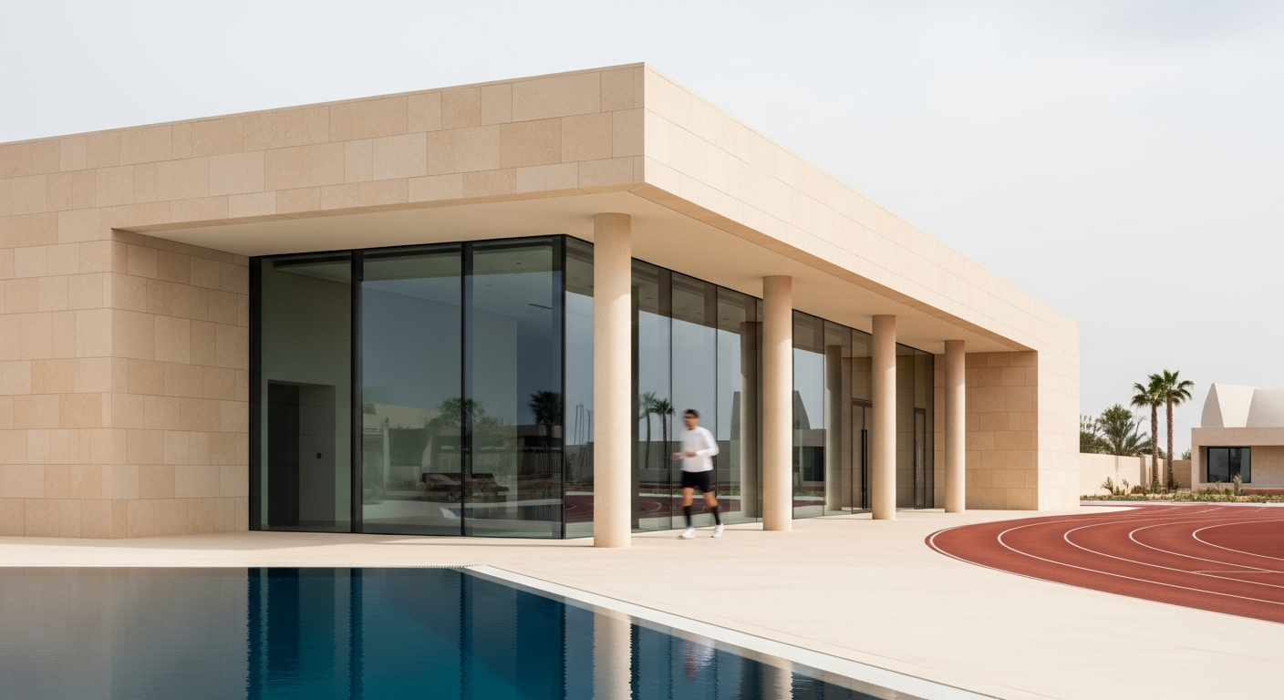 A modern sports and wellness facility in Dubai Hills Estate featuring high-end fitness equipment and premium design.