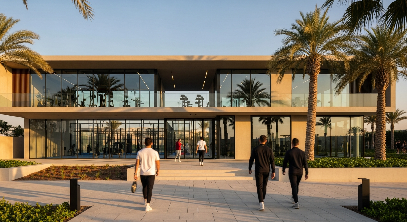 A modern fitness facility representing sports centers in dubai south and commercial wellness real estate.