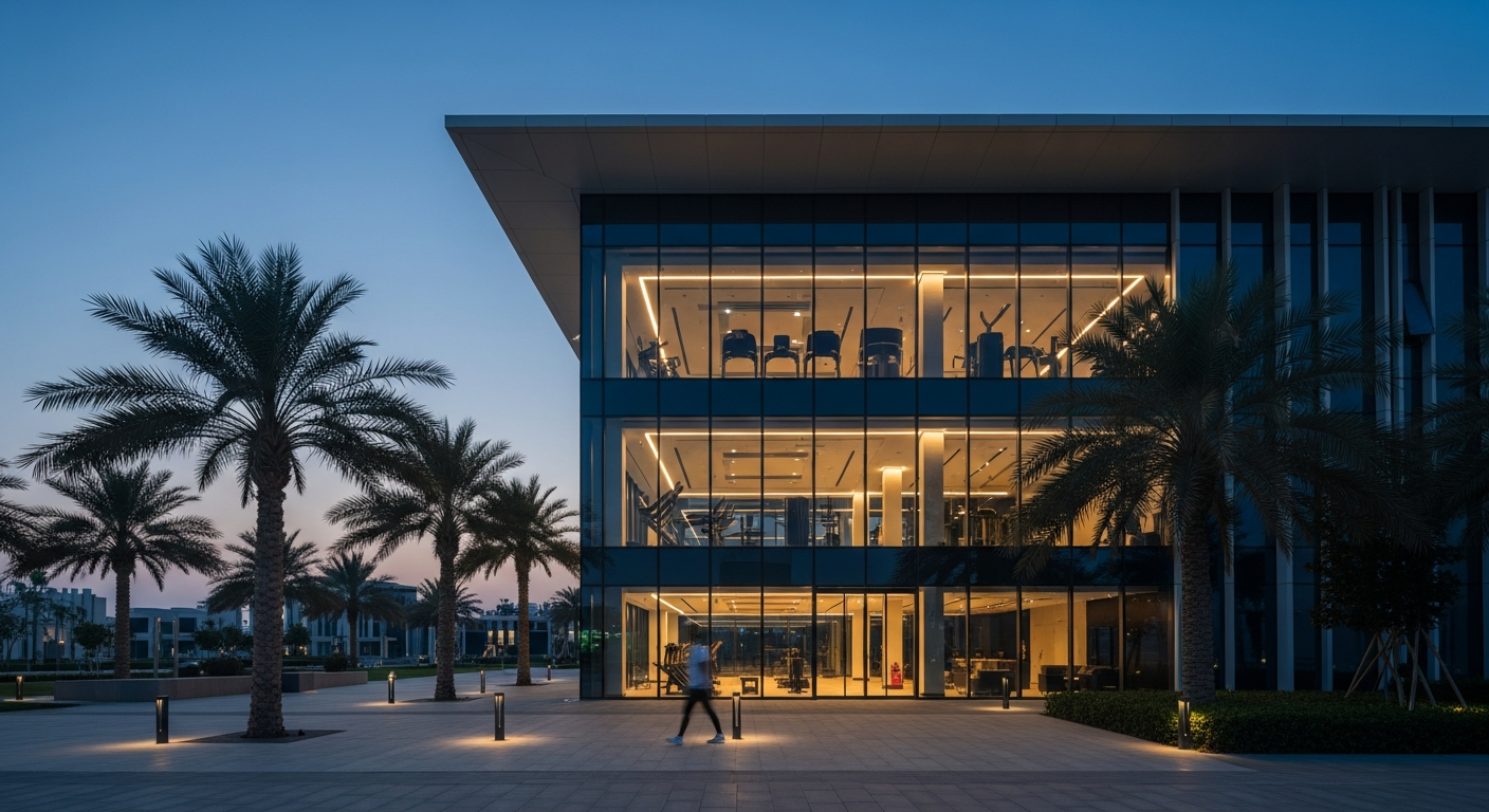 A modern fitness facility at one of the top sports centers in the greens, Dubai, featuring high-end athletic equipment.