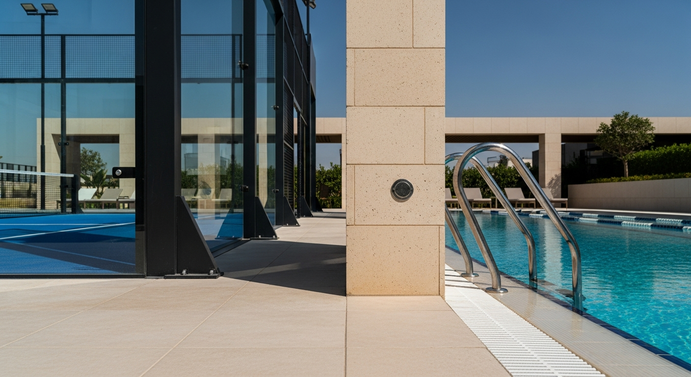 Modern sports and wellness facilities near Jumeirah Golf Estates featuring high-end gym equipment and recovery zones.