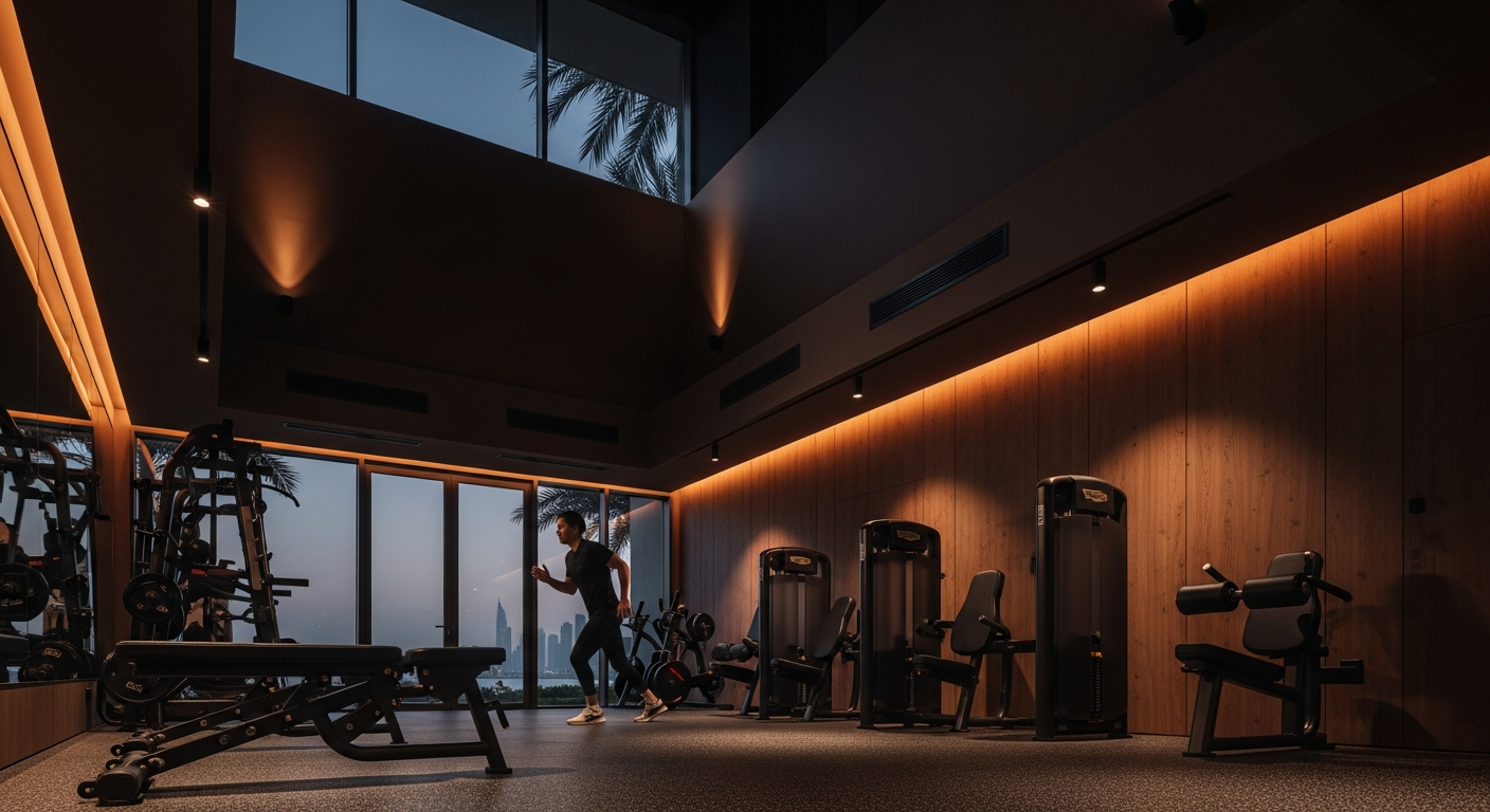 Modern sports center and fitness facility located near Dubai Creek Harbour waterfront