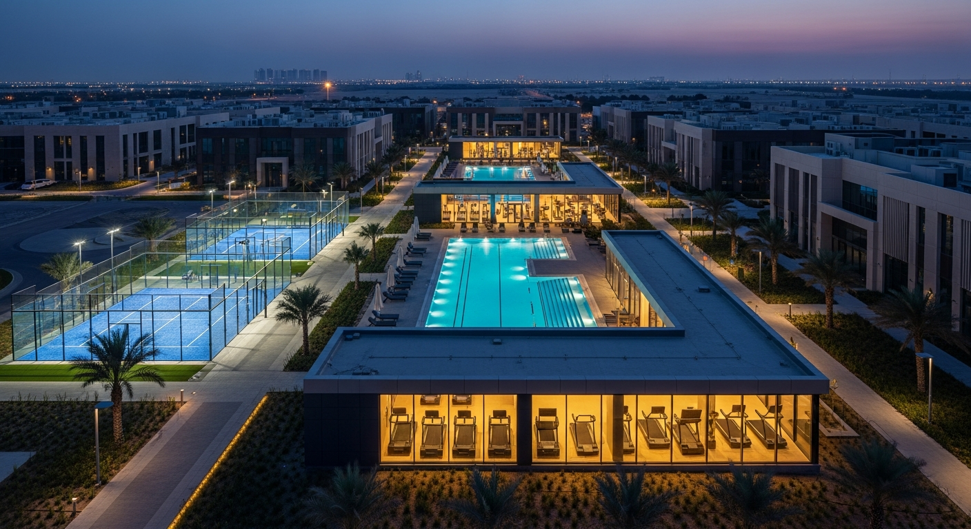 Modern sports and wellness facilities in Dubai Investment Park featuring state-of-the-art gym equipment