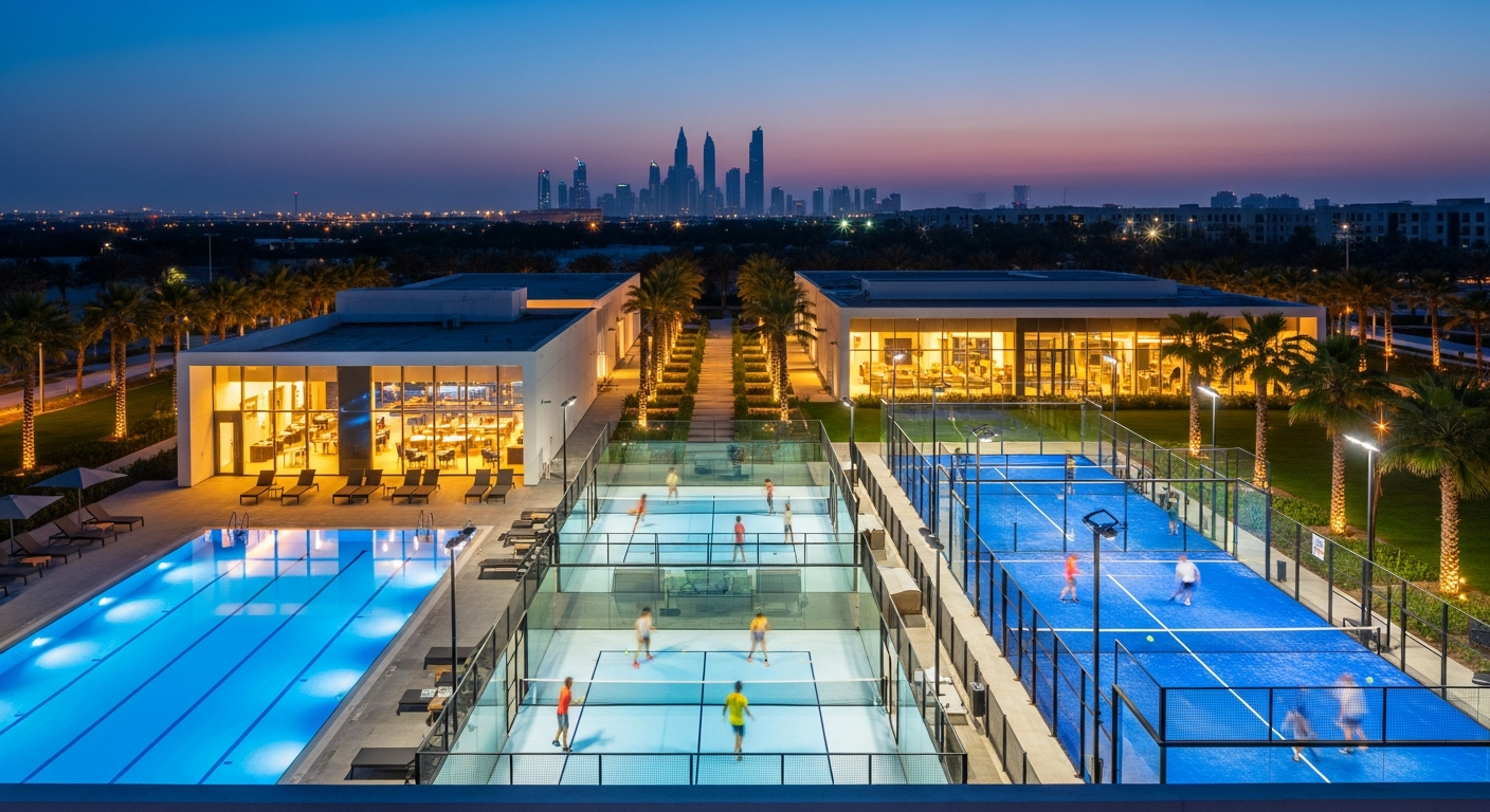 Modern sports and wellness facilities in Al Sufouh featuring state-of-the-art gym equipment and fitness spaces