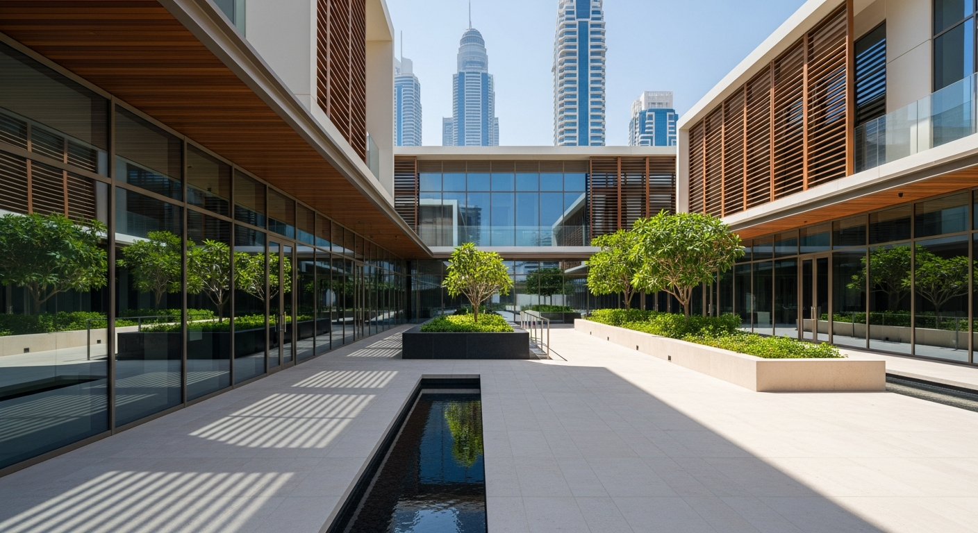 Modern Dubai commercial real estate destination reflecting wellness economy growth dubai.