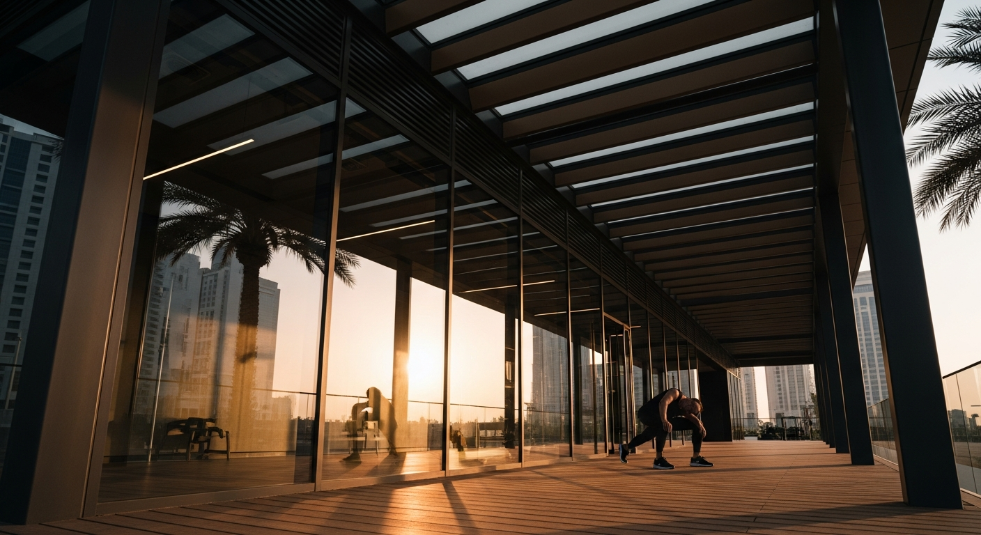 Modern commercial fitness space and gyms near Green Lake Towers in JLT Dubai