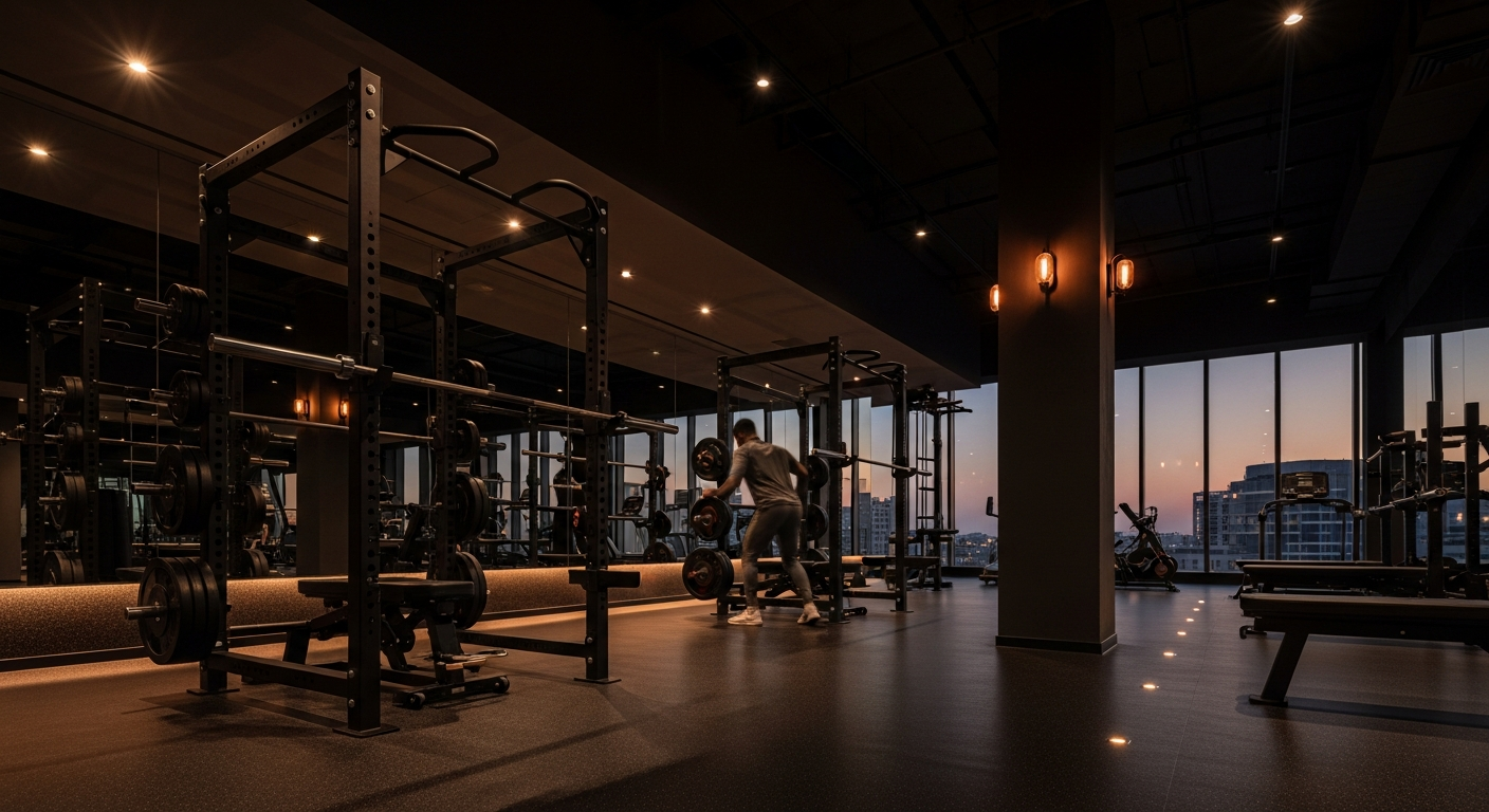 Modern commercial fitness facility and gyms near Oasis High Park in Arjan Dubai