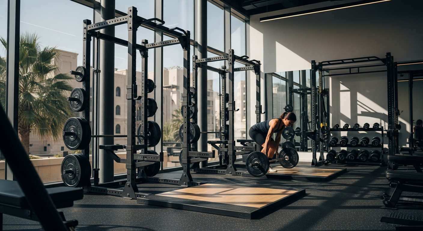 Modern commercial fitness center and gyms near Marina Residences on Palm Jumeirah Dubai