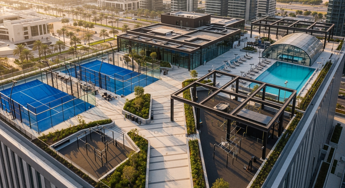 Modern fitness gym equipped with strength and cardio equipment near Millennium Binghatti Residences in Business Bay