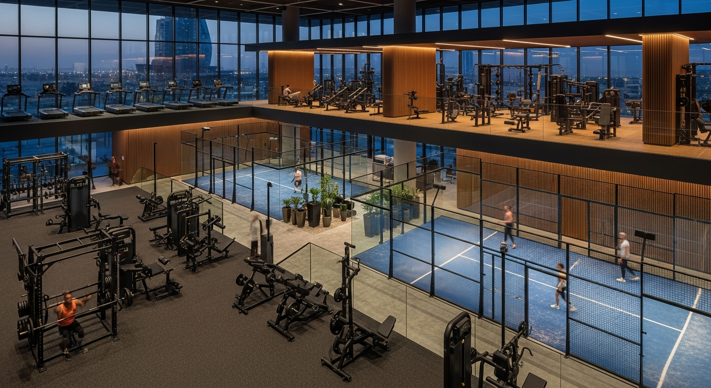 Modern fitness facility featuring high-end workout equipment located near Emaar 6 Towers in Dubai Marina