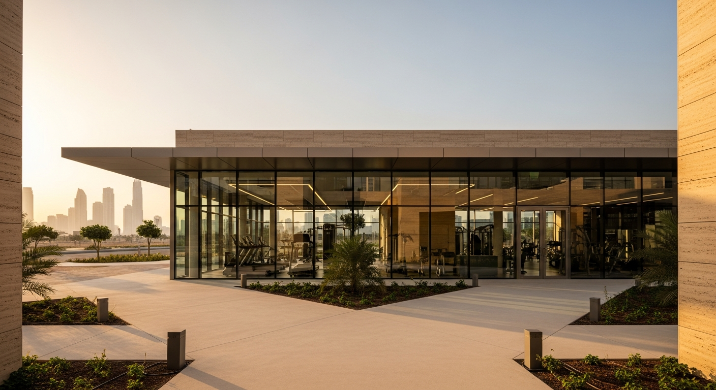 Modern fitness center with premium strength training equipment at one of the top gyms near West Bay Tower