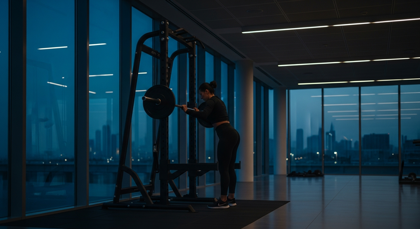 Modern commercial fitness center with workout equipment near Sky Gardens DIFC