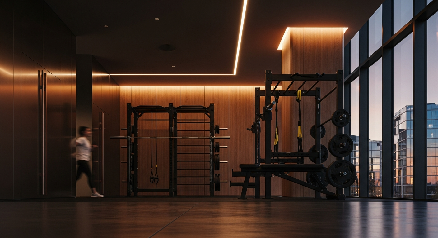 Modern workout equipment inside a commercial gym near Palace Towers in Dubai Silicon Oasis