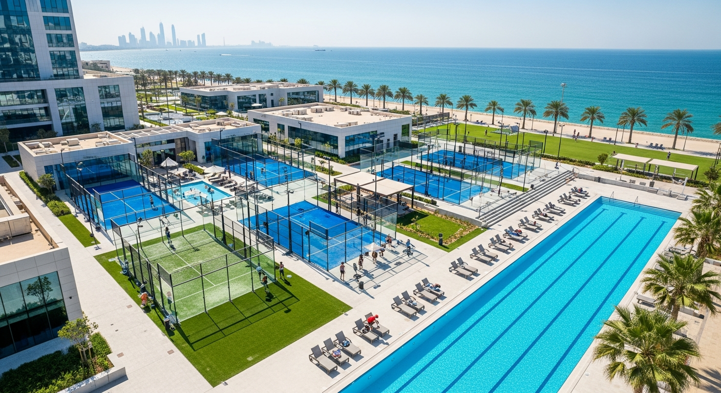 Modern interior of a commercial fitness space and gym near Harbour Views in Dubai Creek Harbour