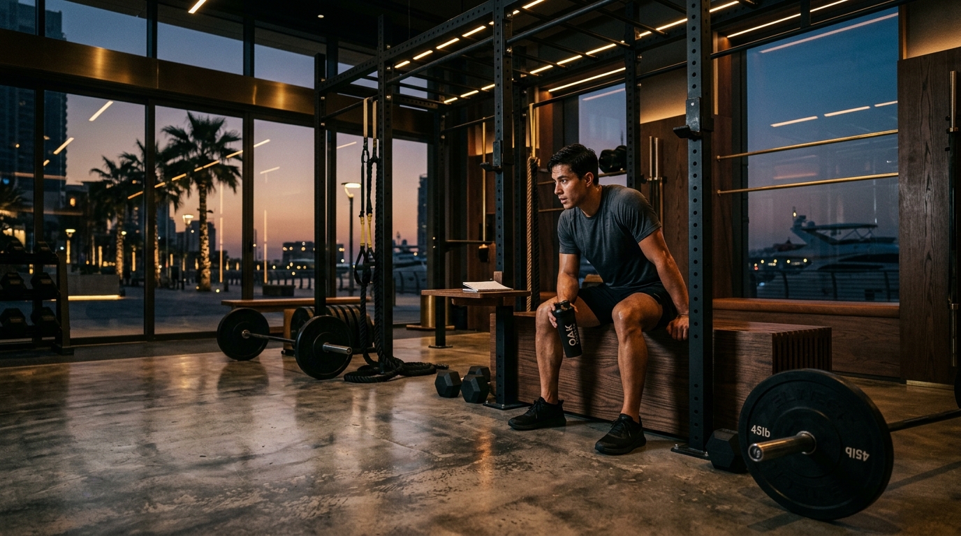 Modern interior of a high-end commercial gym space located near Silverene Tower in Dubai Marina