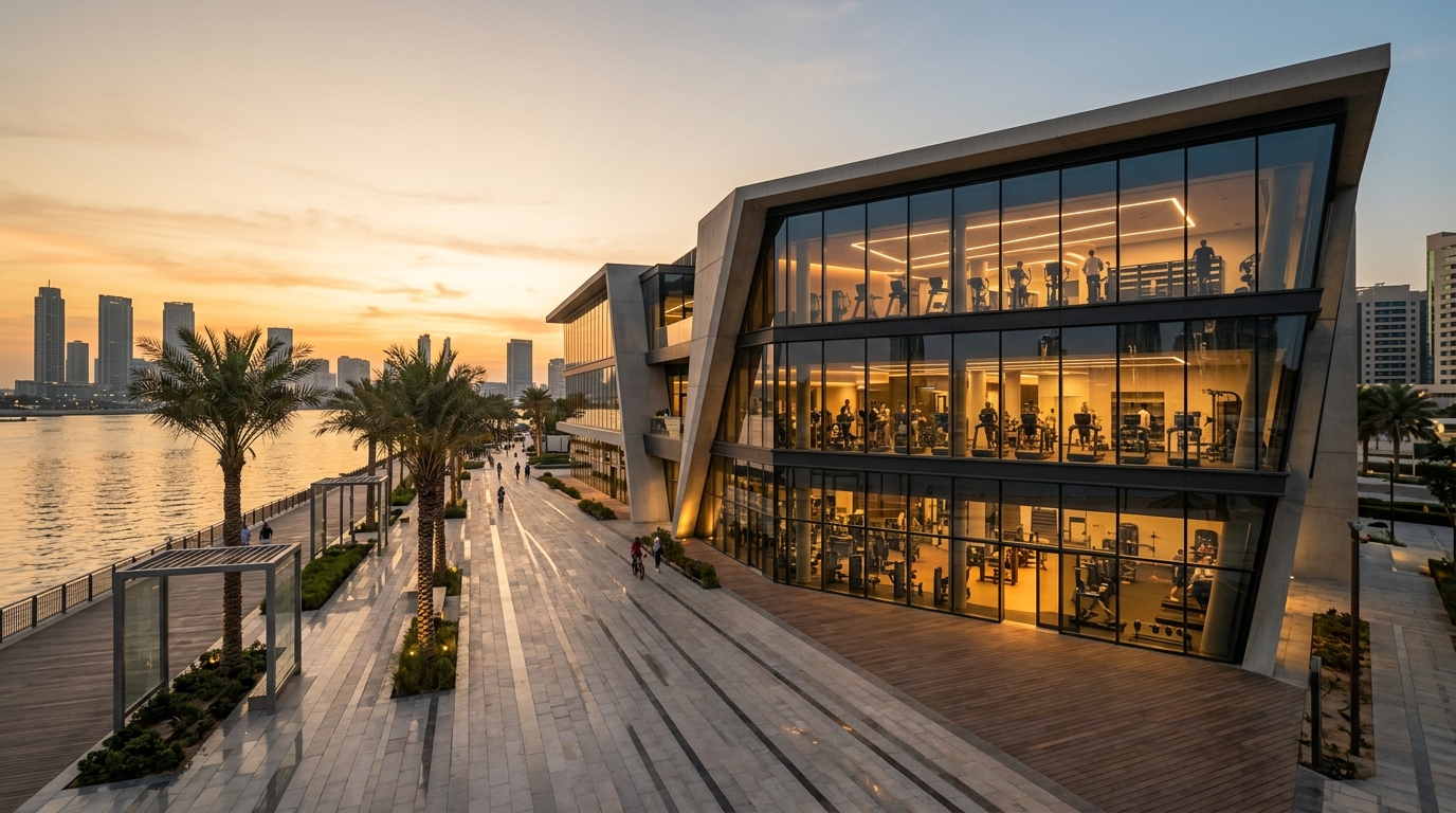 Modern commercial fitness space in Dubai Marina near Dorra Bay