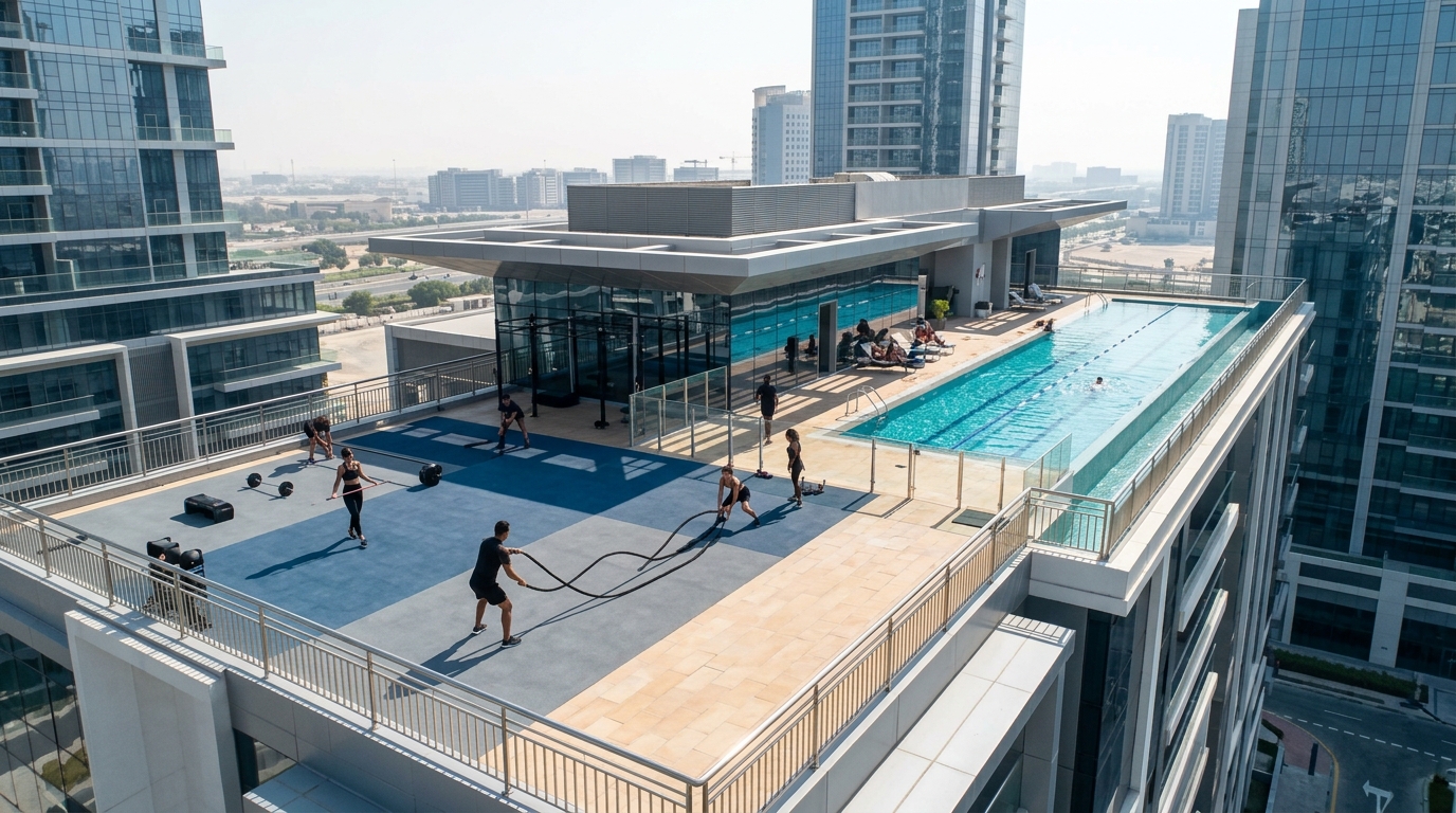 Modern fitness equipment inside a high-end gym near J One in Business Bay Dubai