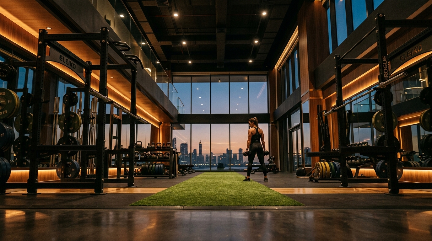 Modern commercial fitness space and gym near Rimal in JBR Dubai