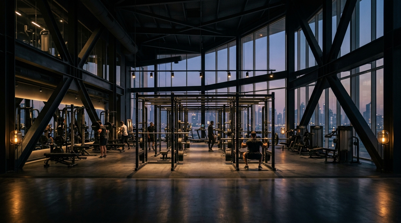 Modern interior of one of the top gyms near Standpoint Towers in Downtown Dubai