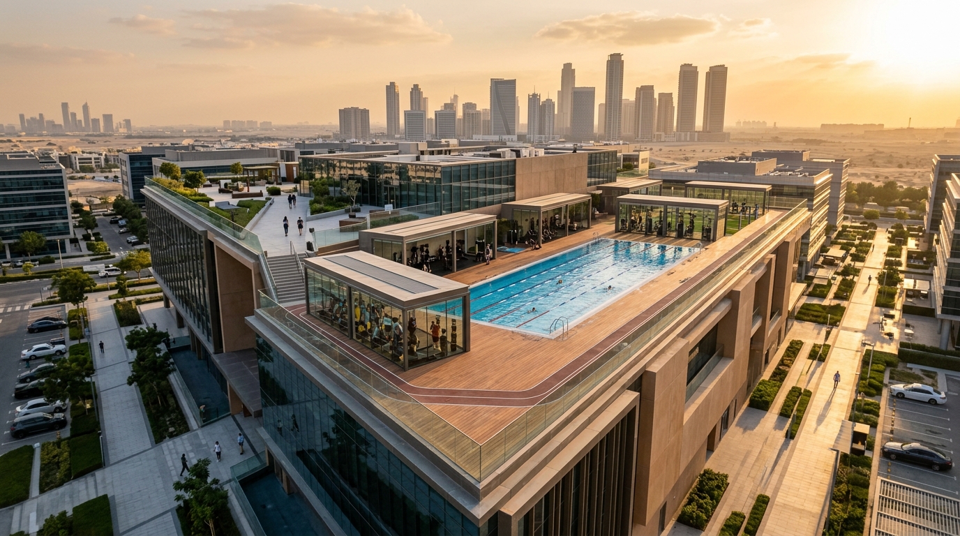Modern fitness space and gym facilities near Ubora Towers in Business Bay Dubai