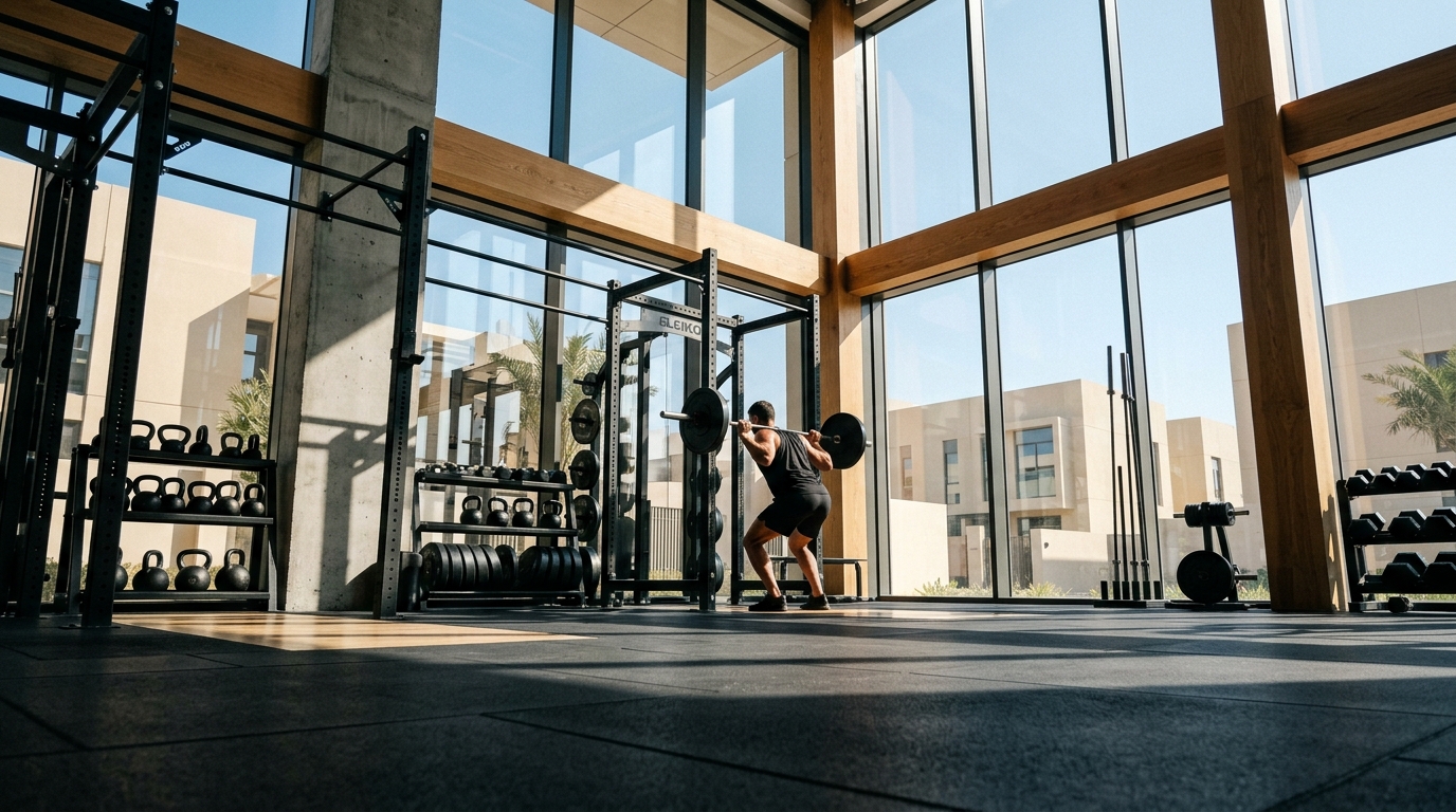 Modern fitness center facility located near Shorooq residential community in Mirdif Dubai