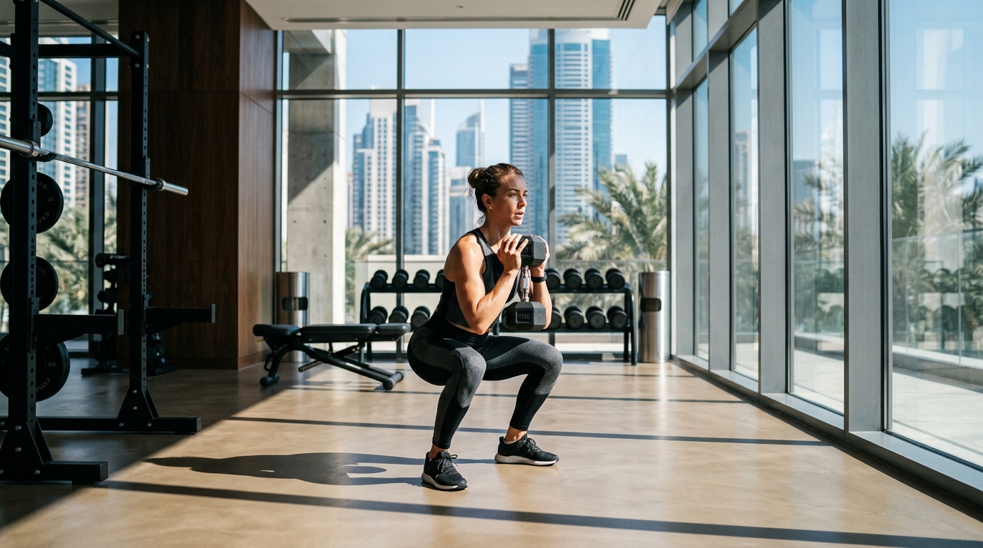 Modern commercial fitness space and gym near Chelsea Tower on Sheikh Zayed Road Dubai