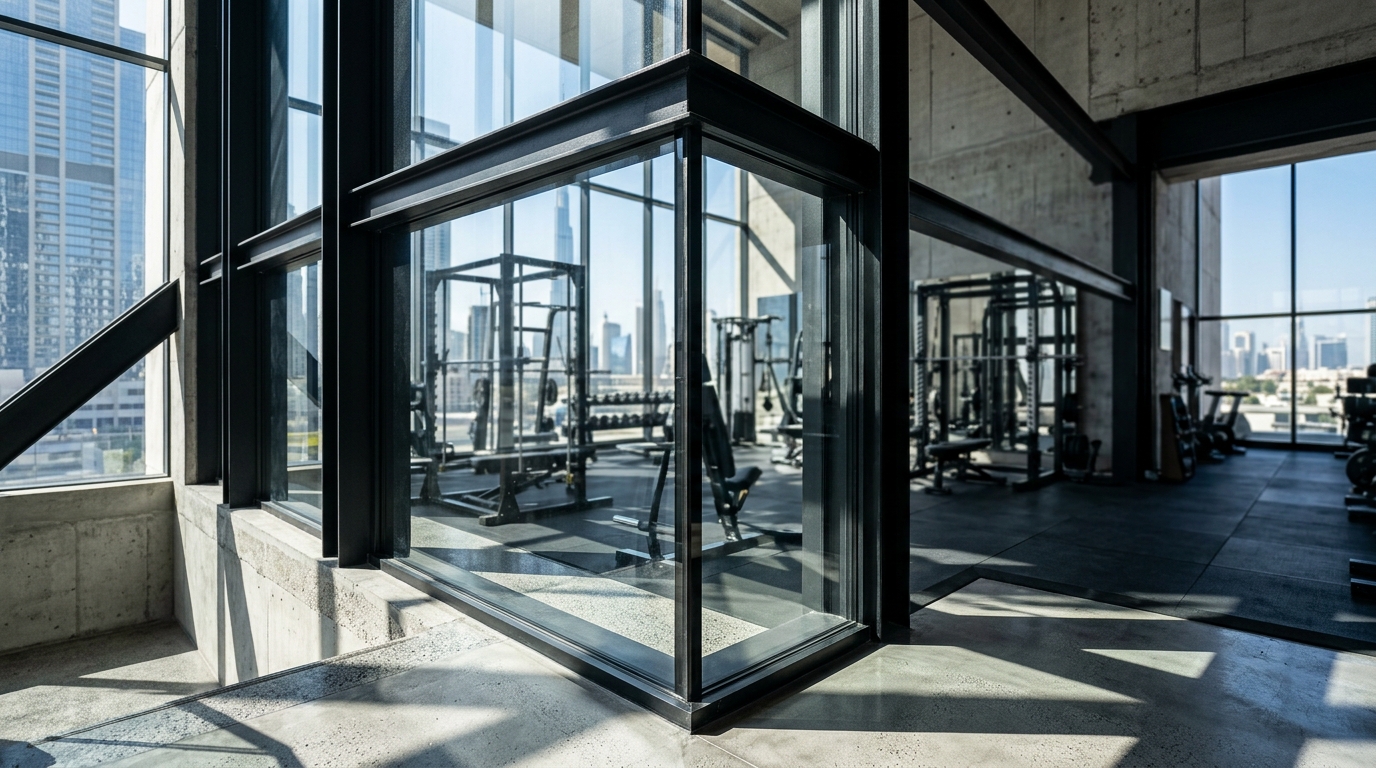 Modern commercial gym space showcasing high-end fitness equipment near Trident Grand Residence in Dubai Marina