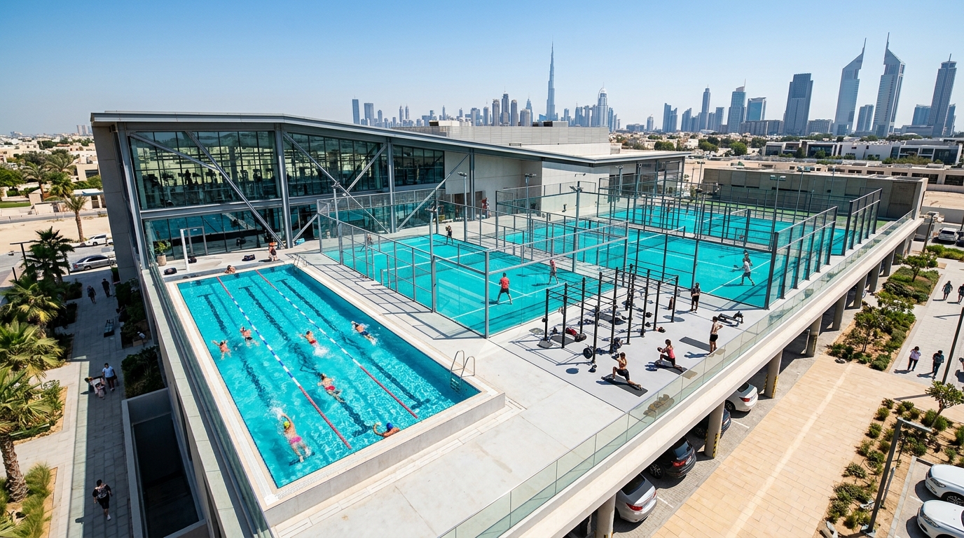 Modern commercial fitness and gym space near Al Nahda Tower equipped with high-end exercise machines