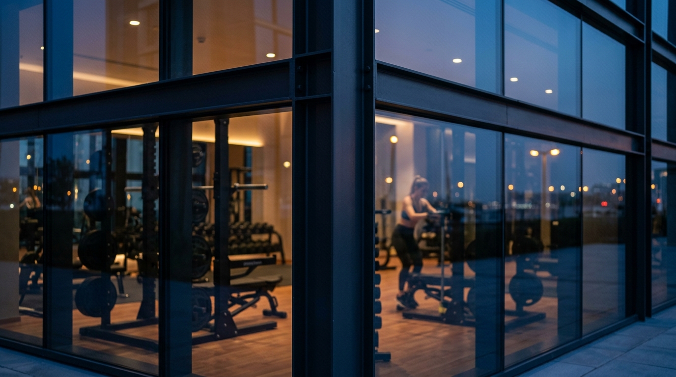 Modern commercial fitness space and gym near The Address Dubai Marina