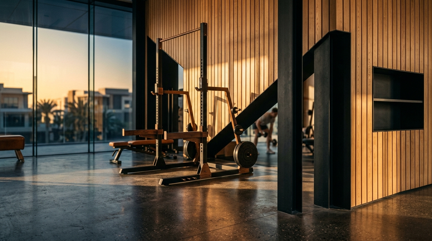 Modern commercial fitness center with state-of-the-art exercise equipment near Sahara Tower in Al Nahda.