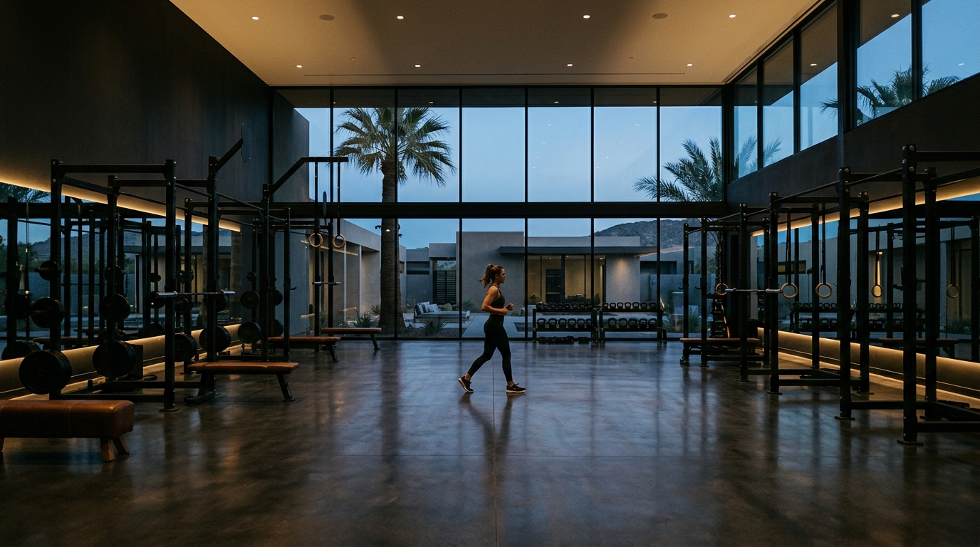 Modern commercial fitness center and gym facility near Oceana on Palm Jumeirah