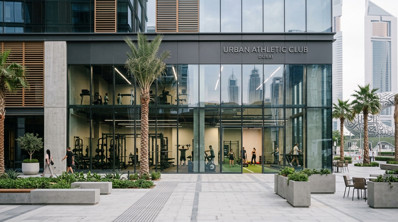 Modern commercial gym space near Elite Residence with advanced strength equipment