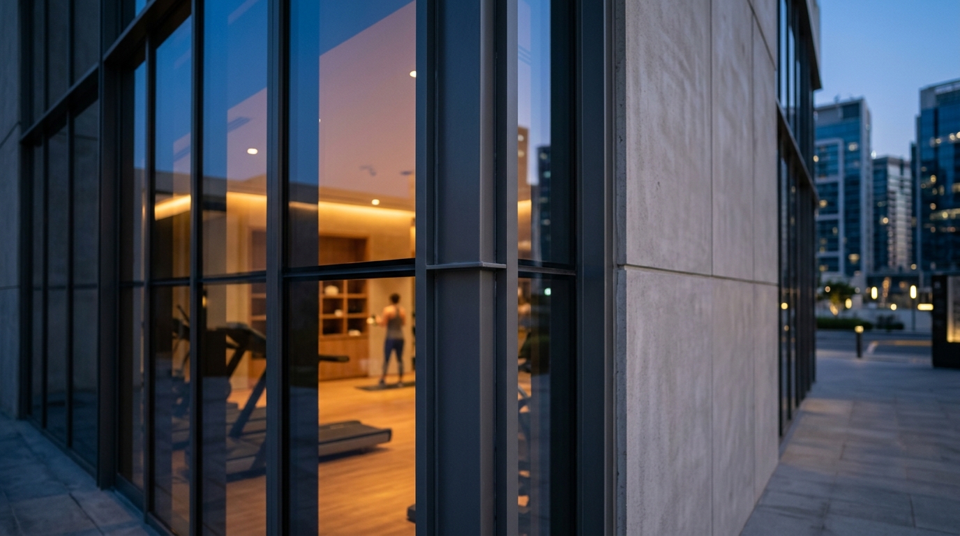 Modern commercial fitness space and gym near DAMAC Maison Prive in Business Bay Dubai