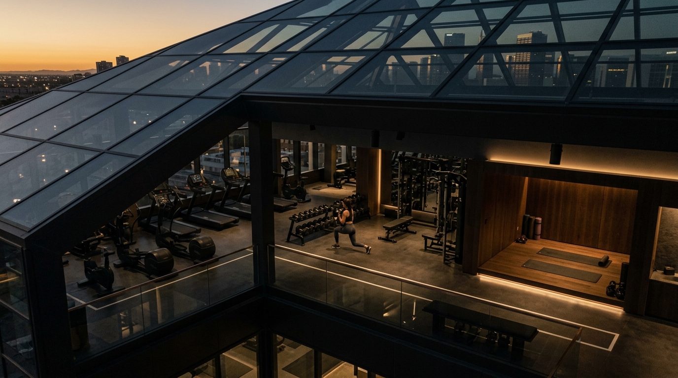 Modern fitness facility and commercial gym space near Central Park Towers in DIFC