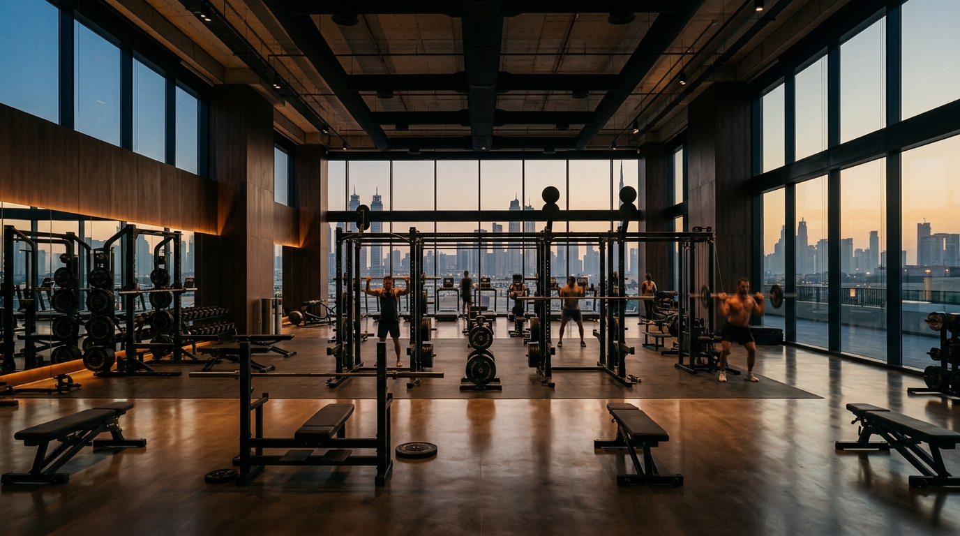 Modern commercial fitness space and gym near Marina 101 in Dubai Marina