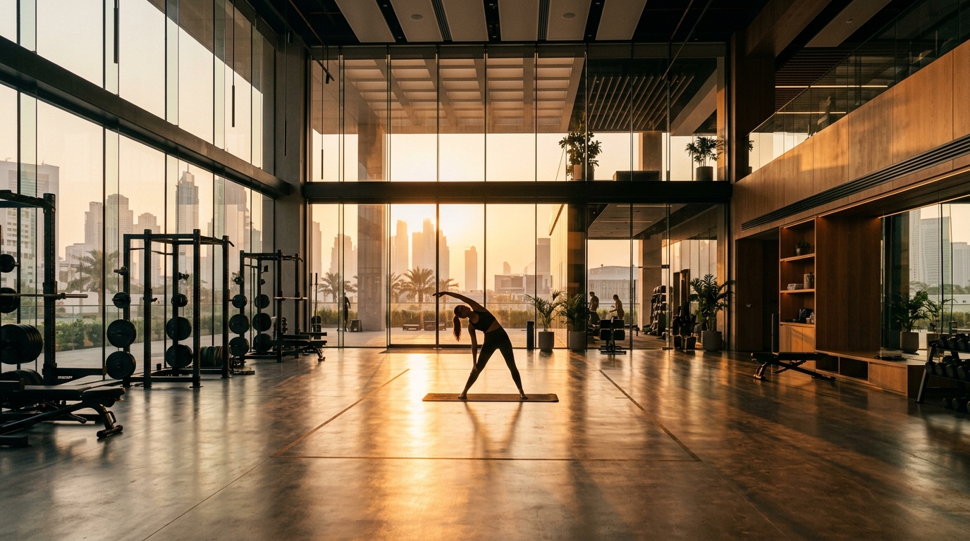 Modern fitness facility interior representing premier gyms near Liberty House in DIFC Dubai