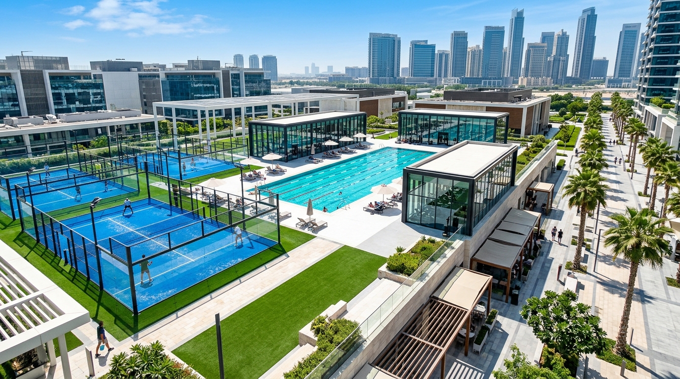 Fitness facilities featured in a guide to gyms near Laguna Tower in Dubai.