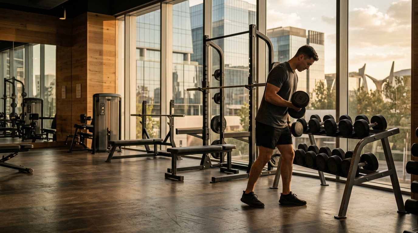 Fitness facilities featured in a guide to gyms near Platinum Tower in Dubai.