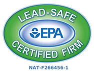 EPA Lead-Safe Certified Firm badge with certification number NAT-F266456-1.